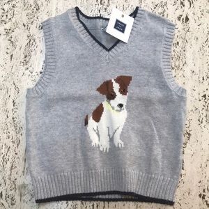 Janie and Jack 18-24 light gray dog sweater vest